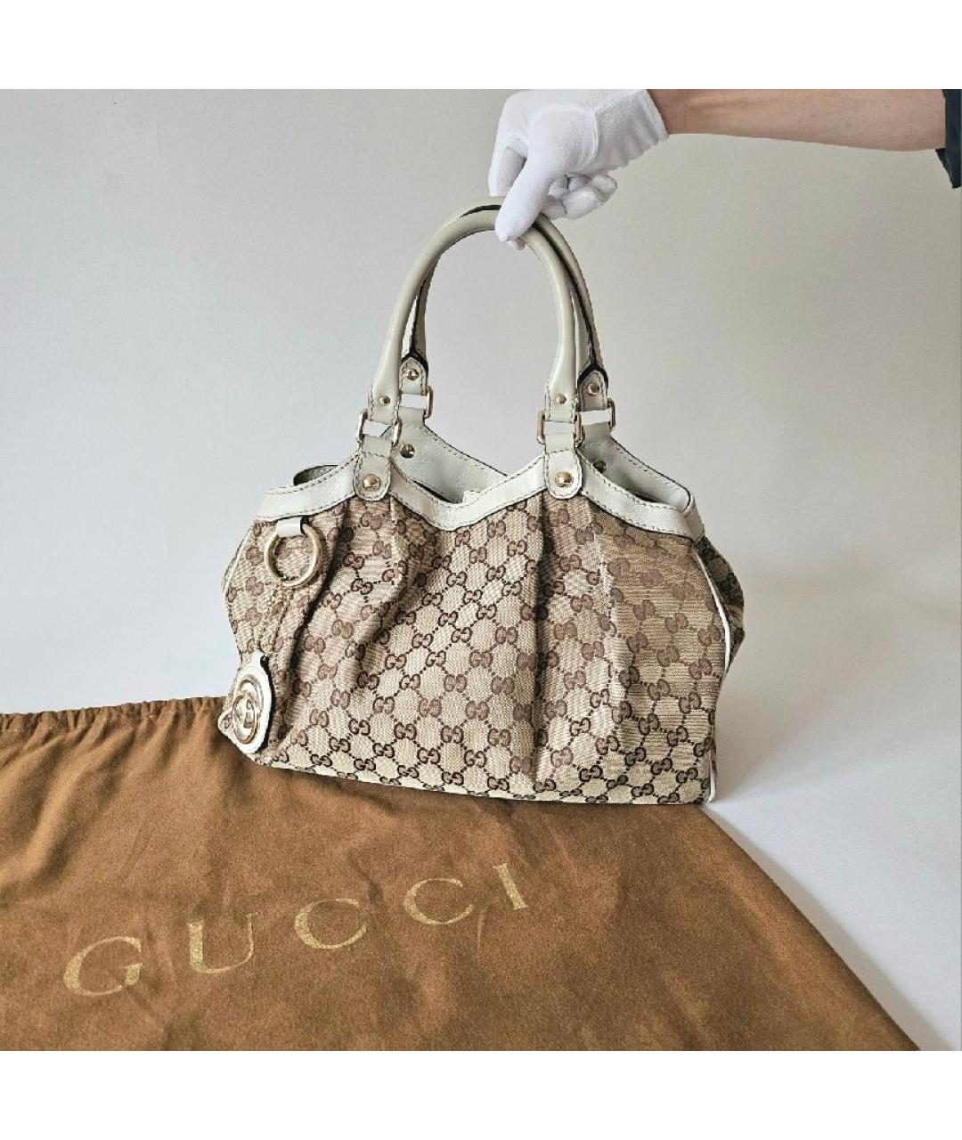 GUCCI Бежевая тканевая сумка через плечо, фото 7