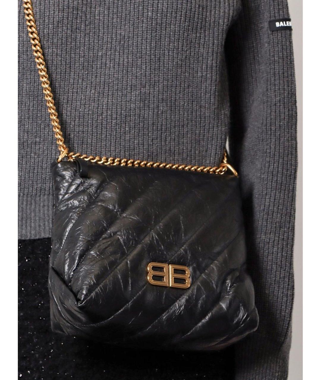 BALENCIAGA Черная кожаная сумка через плечо, фото 3