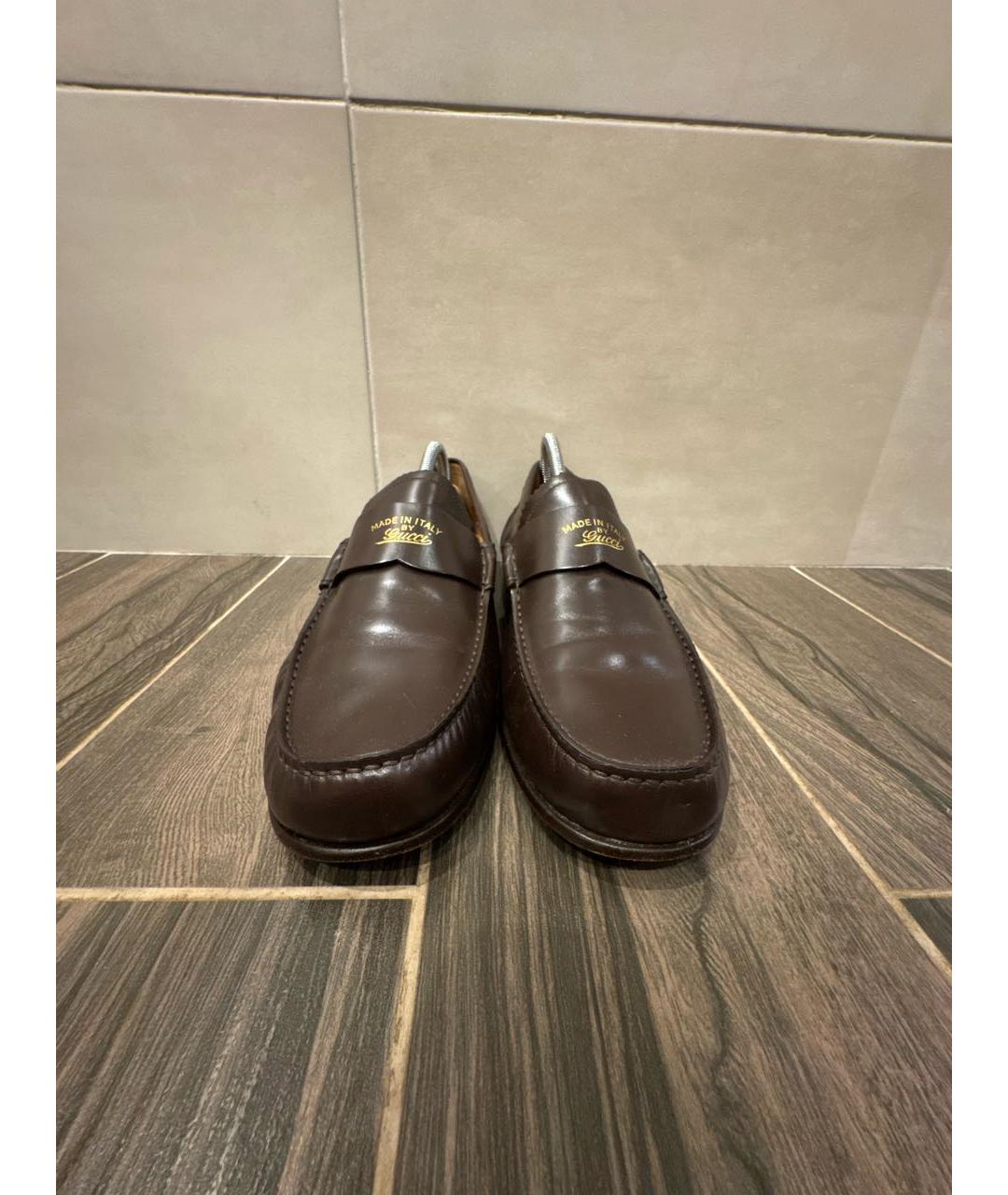 GUCCI Коричневые кожаные мокасины, фото 2