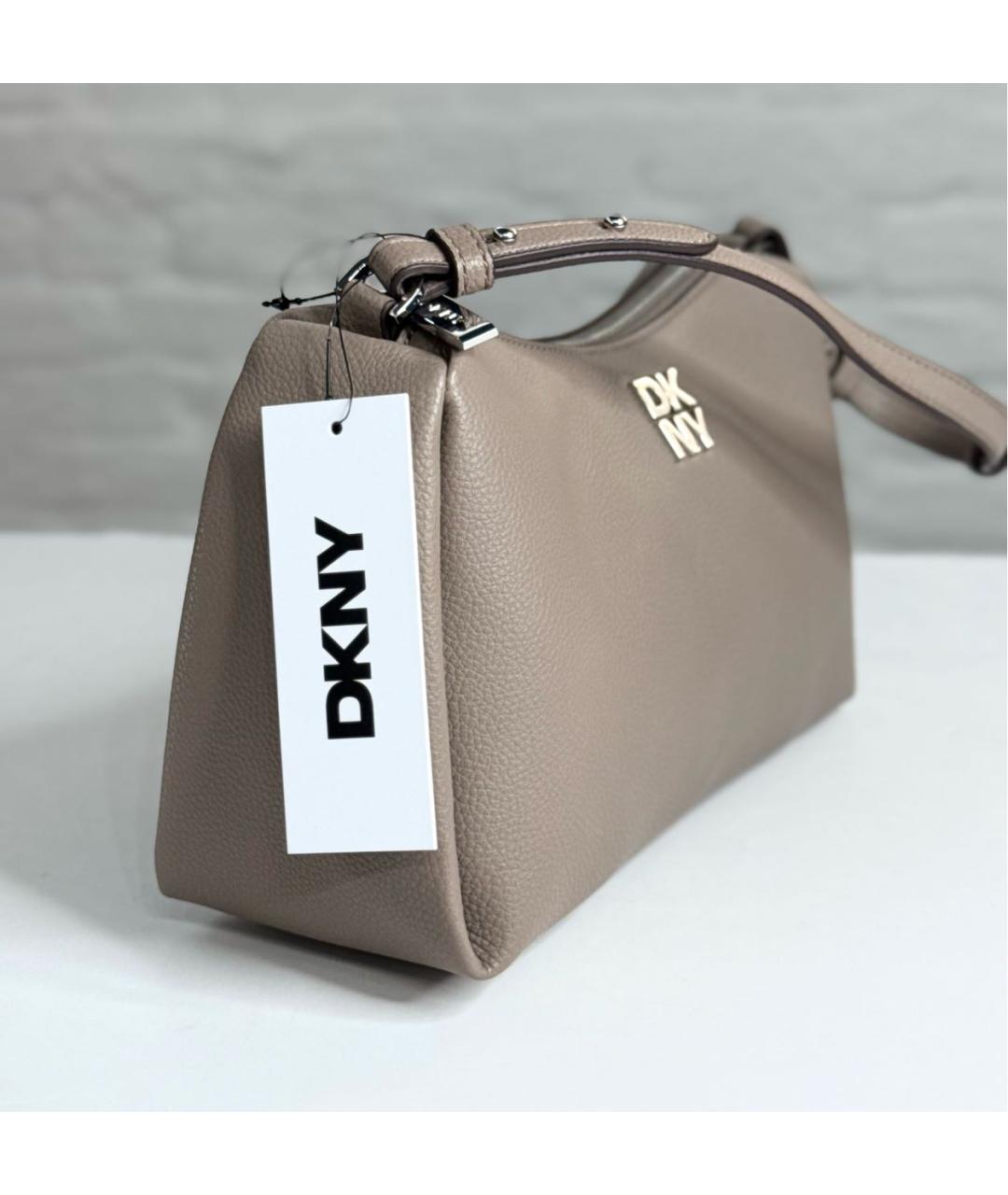 DKNY Бежевая сумка с короткими ручками из искусственной кожи, фото 2