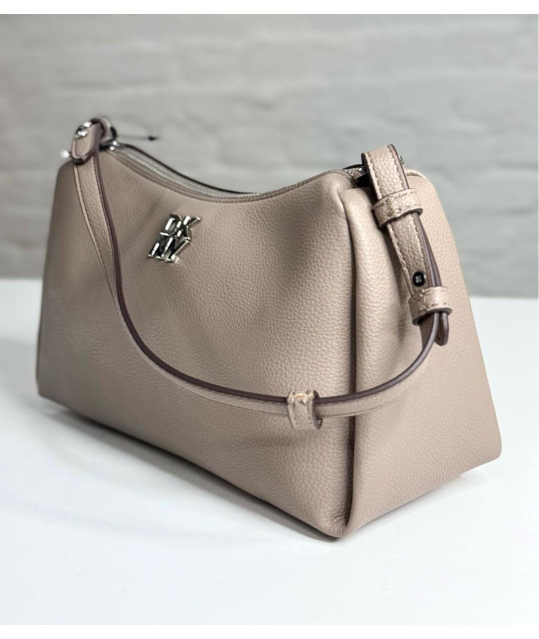 DKNY Бежевая сумка с короткими ручками из искусственной кожи, фото 5