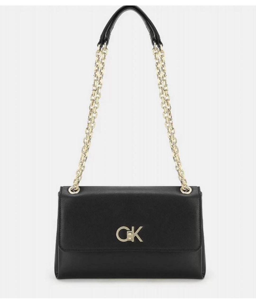 CALVIN KLEIN Черная сумка через плечо из искусственной кожи, фото 5