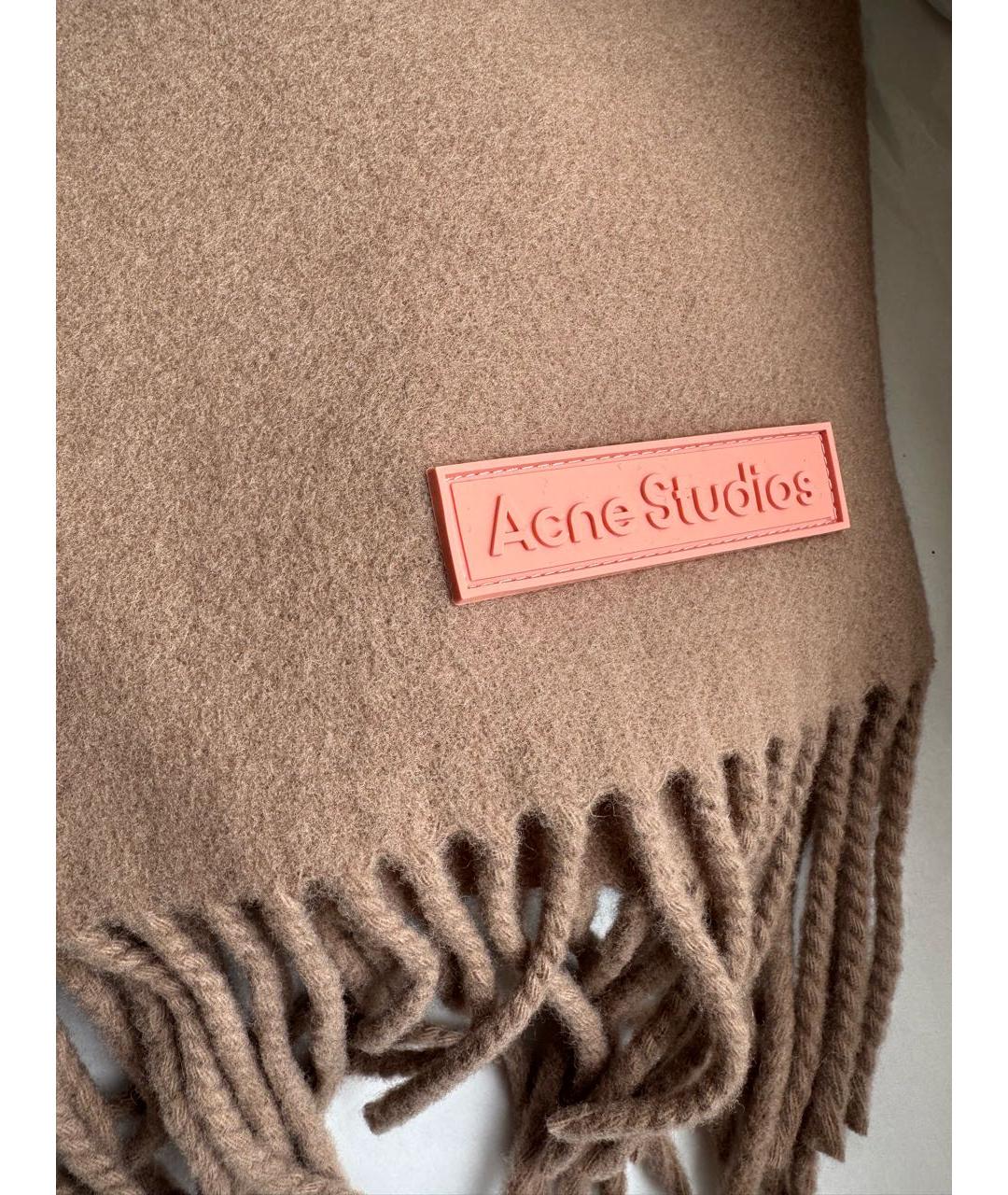 ACNE STUDIOS Бежевый шерстяной шарф, фото 3