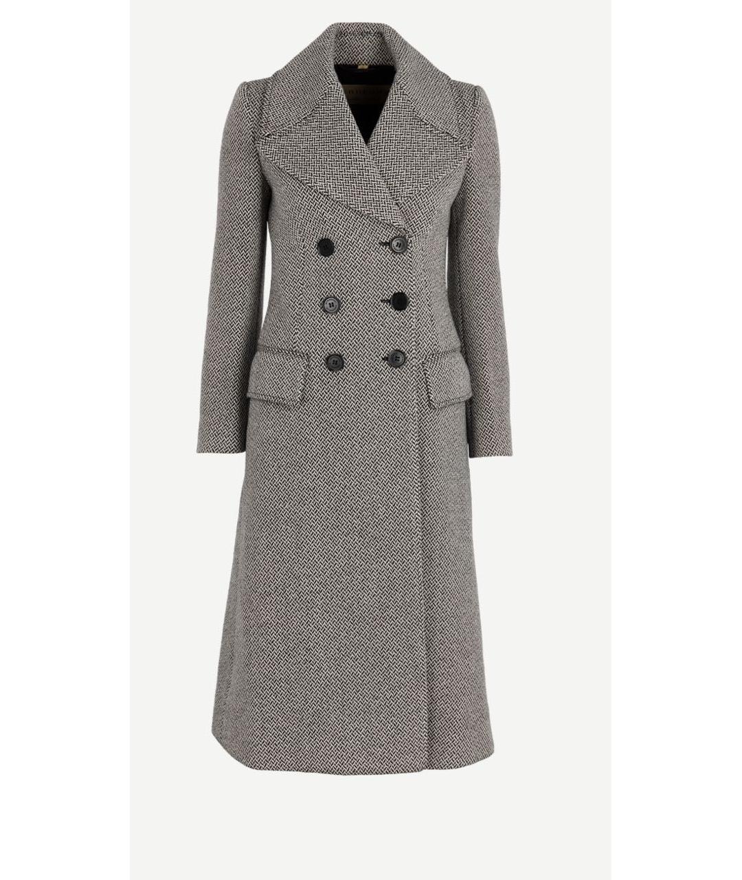 BURBERRY Серое шерстяное пальто, фото 5