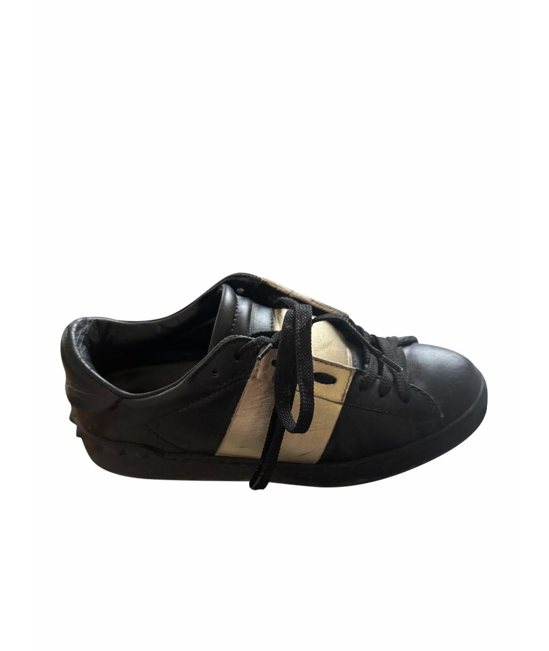 VALENTINO Черные кожаные кеды, фото 1