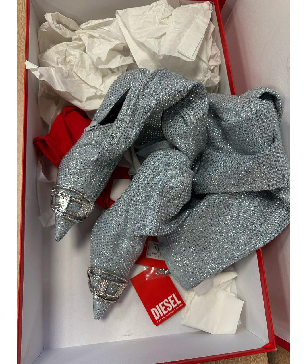 DIESEL Голубые текстильные ботфорты, фото 7