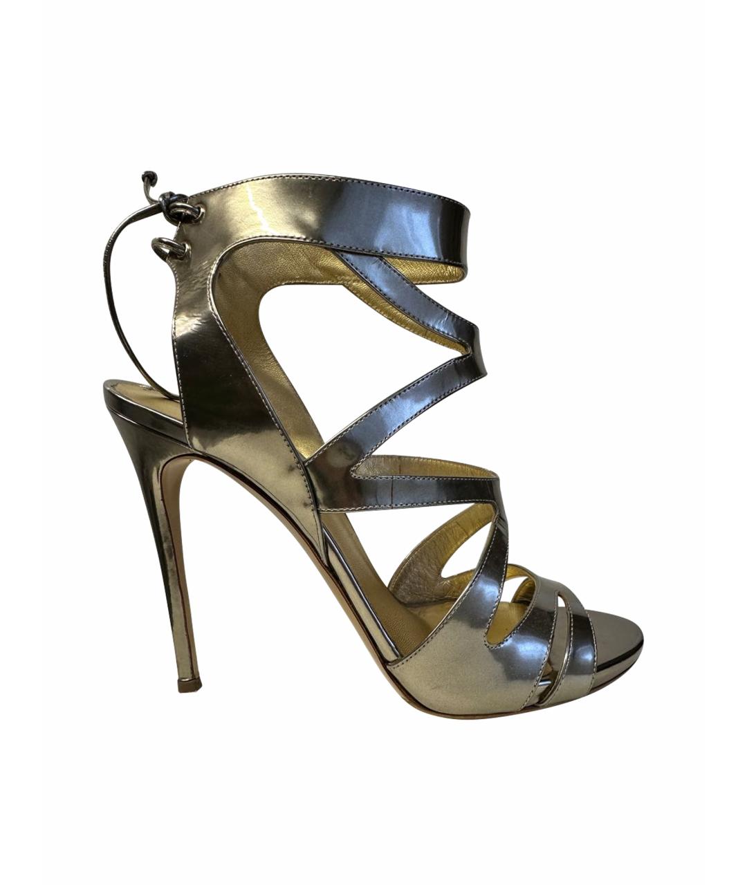 CASADEI Золотые кожаные босоножки, фото 1