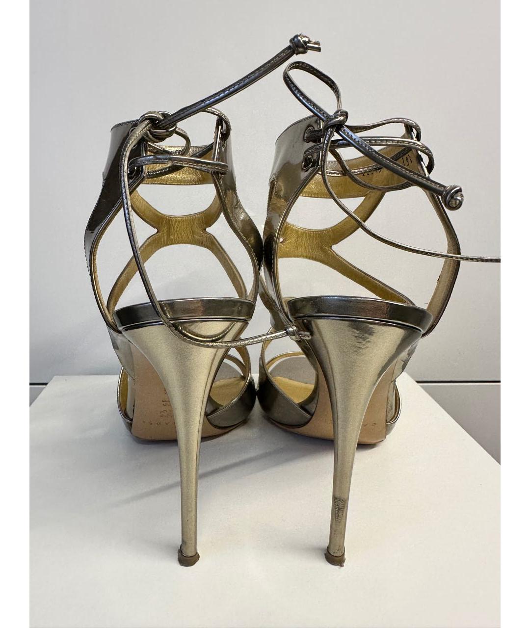 CASADEI Золотые кожаные босоножки, фото 4