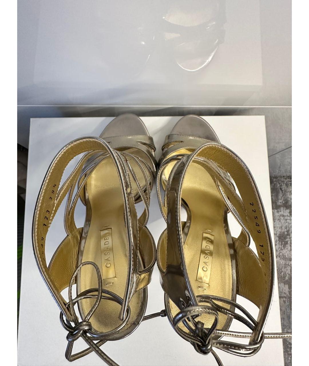 CASADEI Золотые кожаные босоножки, фото 3