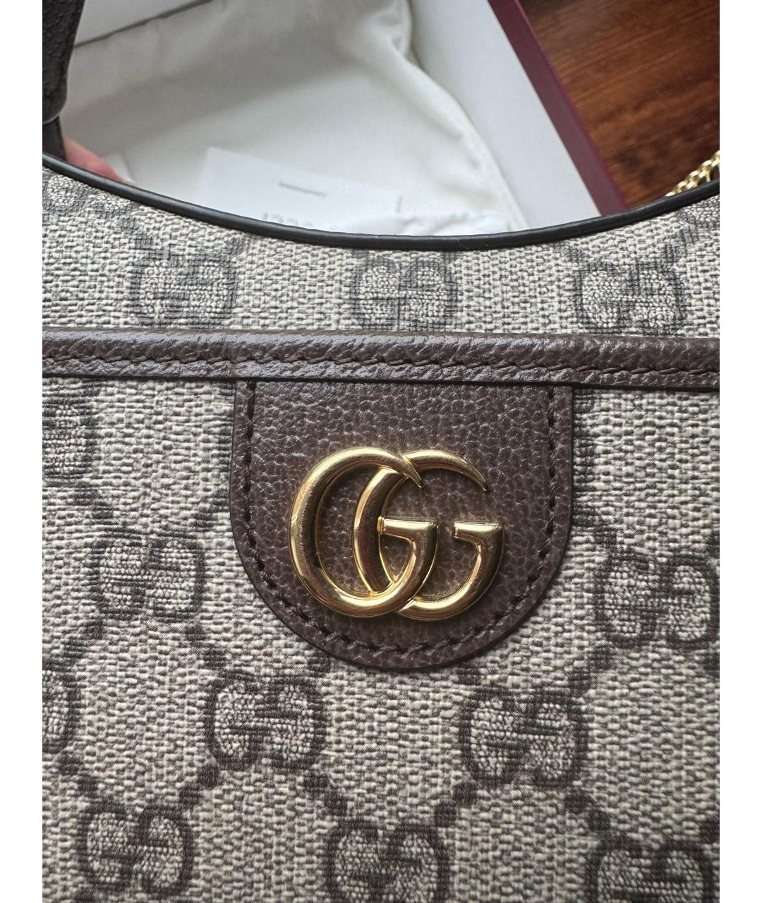 GUCCI Коричневая кожаная сумка через плечо, фото 7