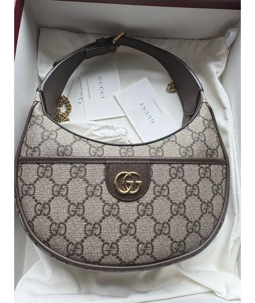 GUCCI Коричневая кожаная сумка через плечо, фото 4