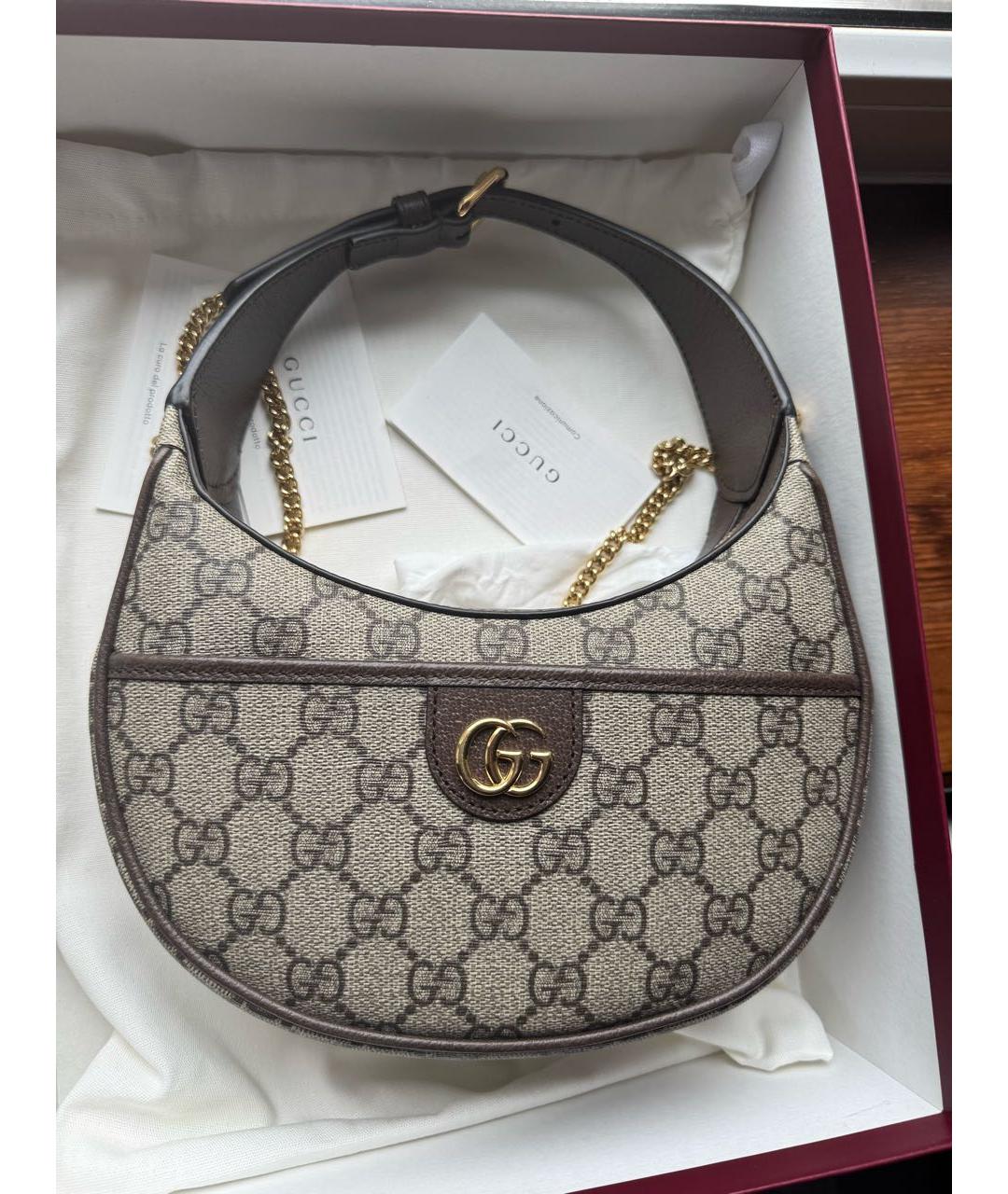 GUCCI Коричневая кожаная сумка через плечо, фото 8