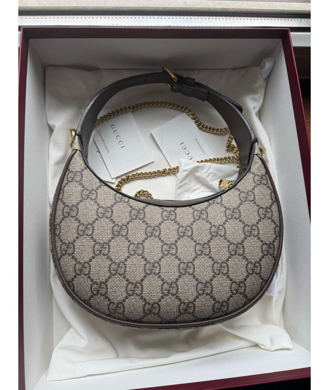 GUCCI Коричневая кожаная сумка через плечо, фото 3