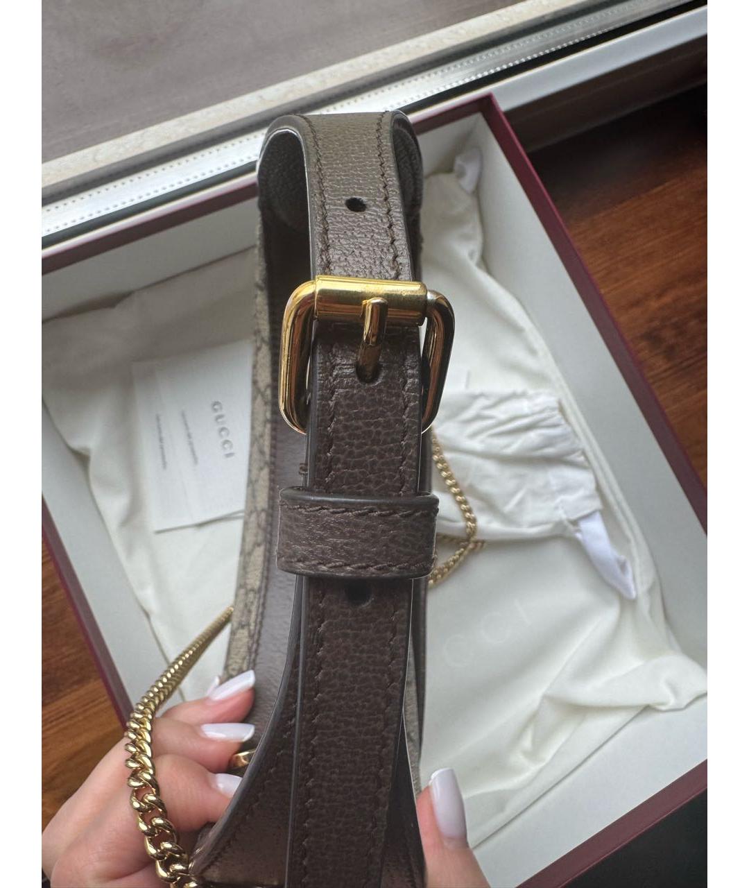 GUCCI Коричневая кожаная сумка через плечо, фото 6