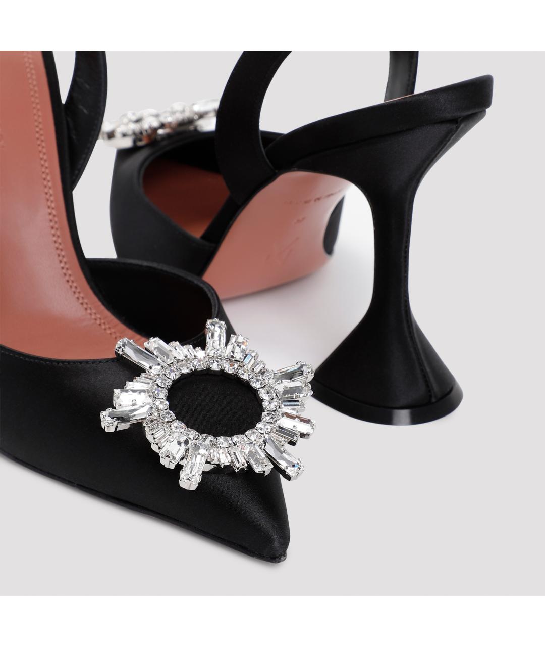 Amina Muaddi Черные текстильные туфли, фото 6