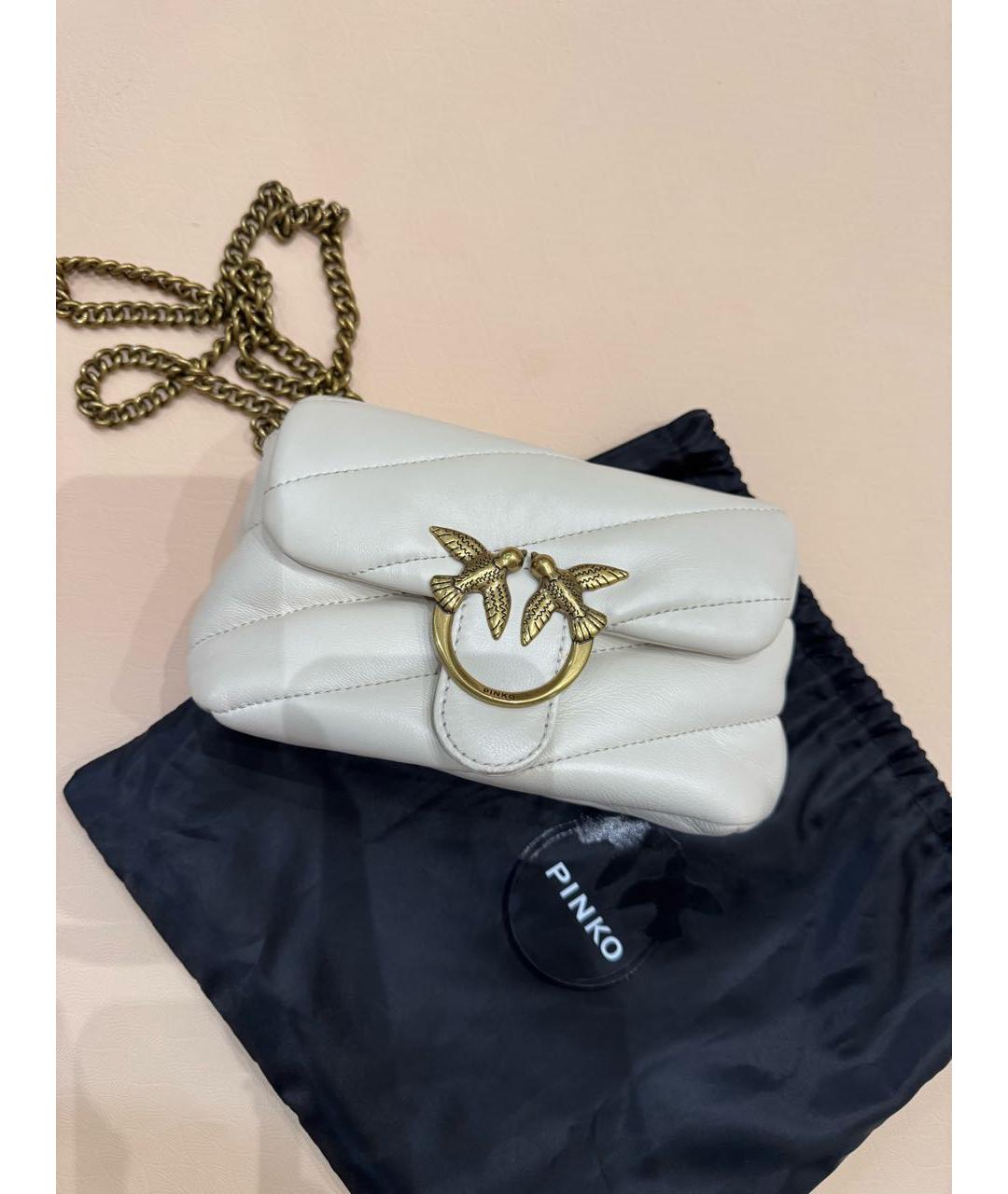 PINKO Белая кожаная сумка через плечо, фото 5