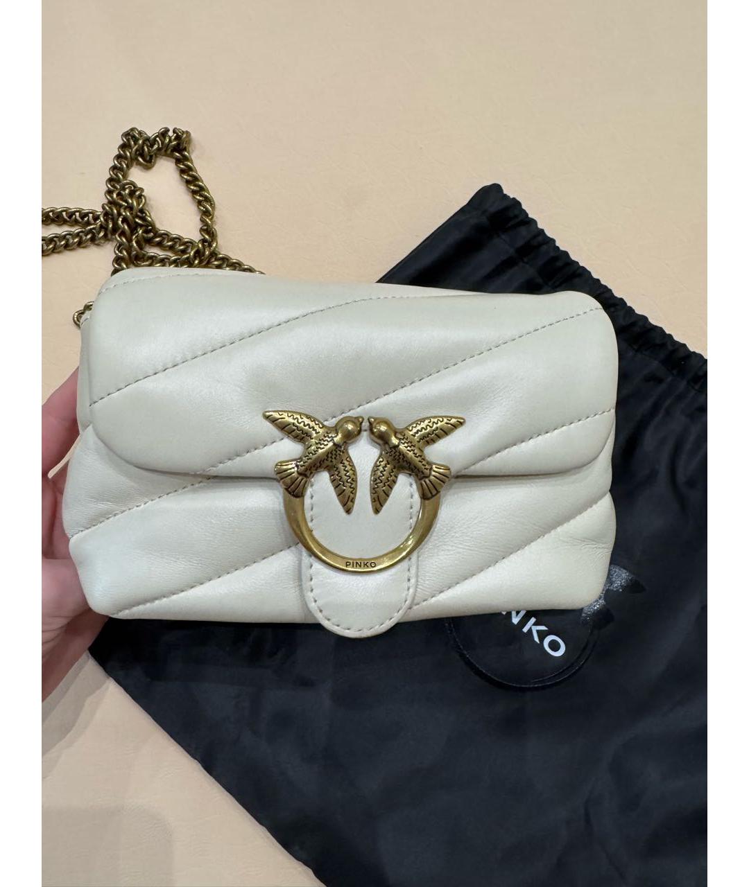 PINKO Белая кожаная сумка через плечо, фото 2