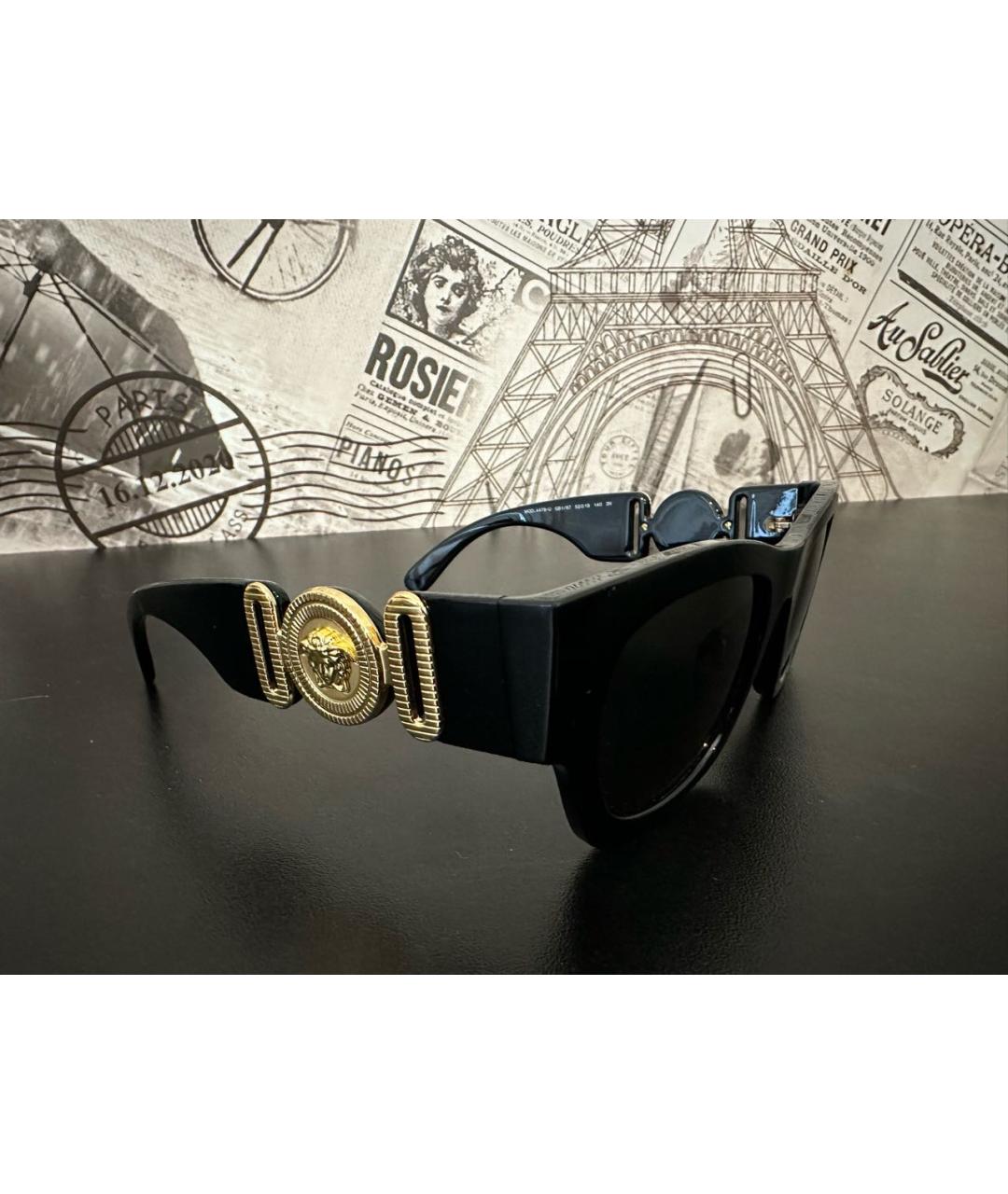 VERSACE Черные пластиковые солнцезащитные очки, фото 3