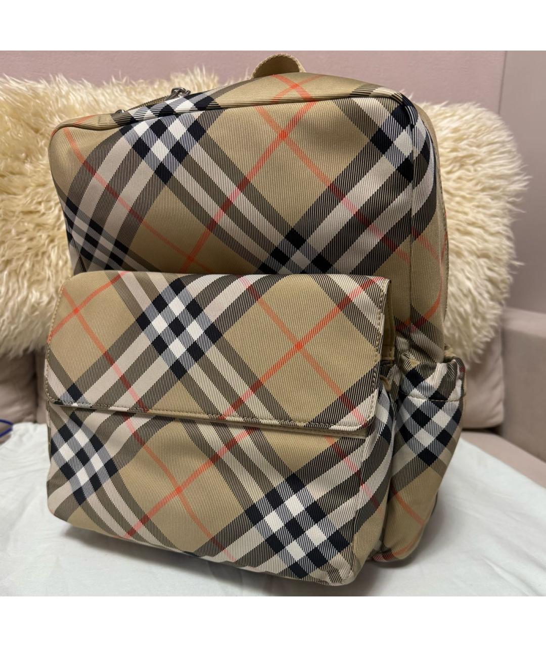BURBERRY Бежевый тканевый рюкзак, фото 4
