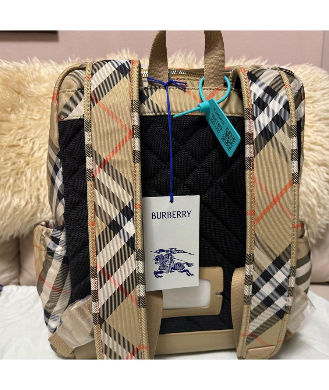 BURBERRY Бежевый тканевый рюкзак, фото 6