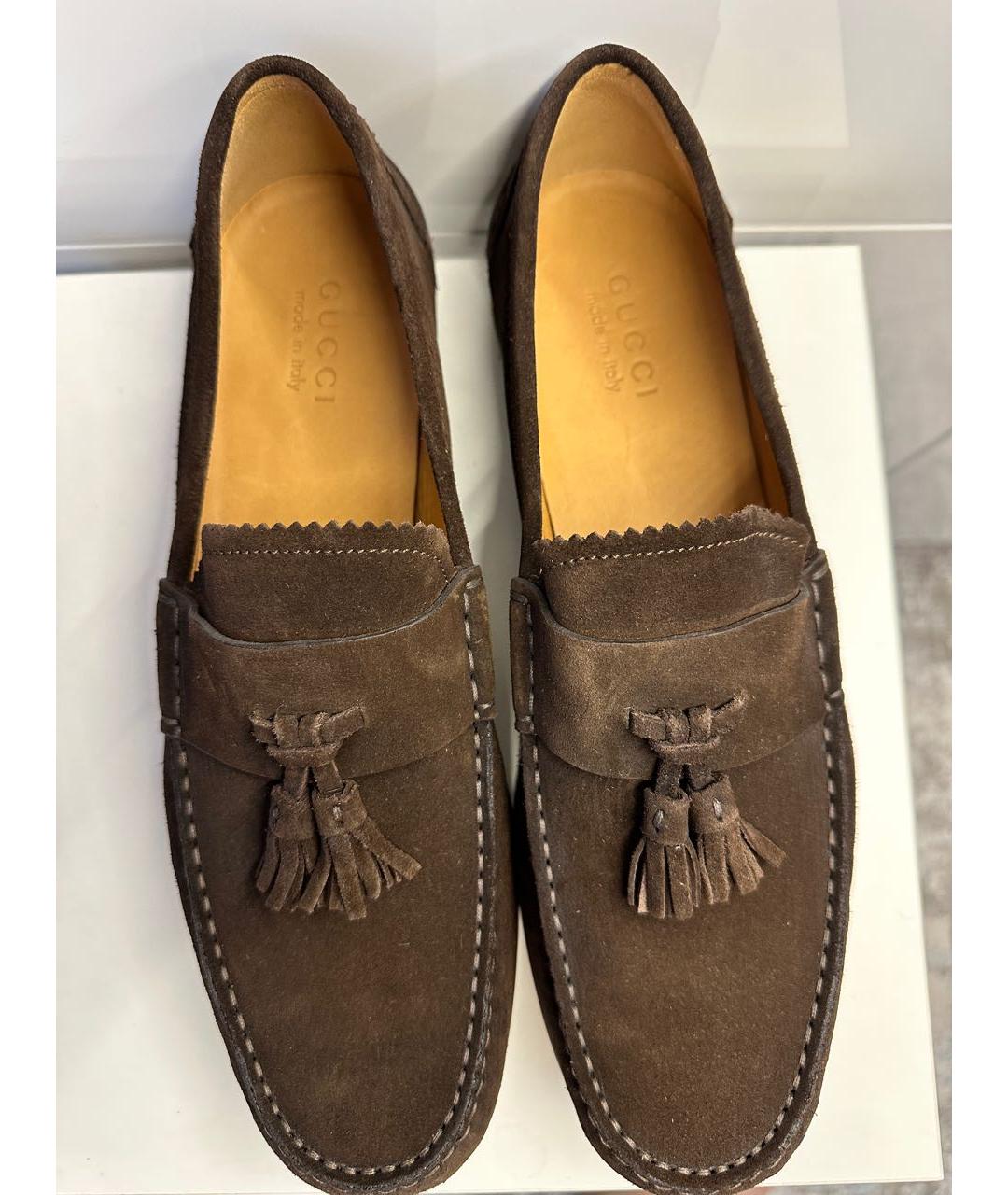GUCCI Коричневые замшевые лоферы, фото 3