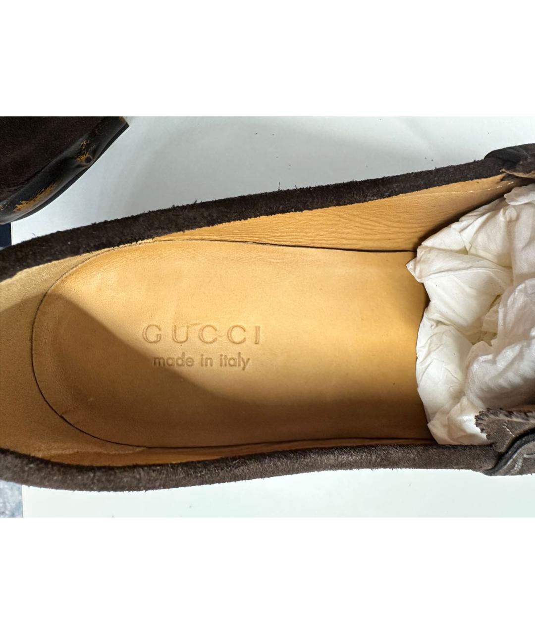 GUCCI Коричневые замшевые лоферы, фото 6