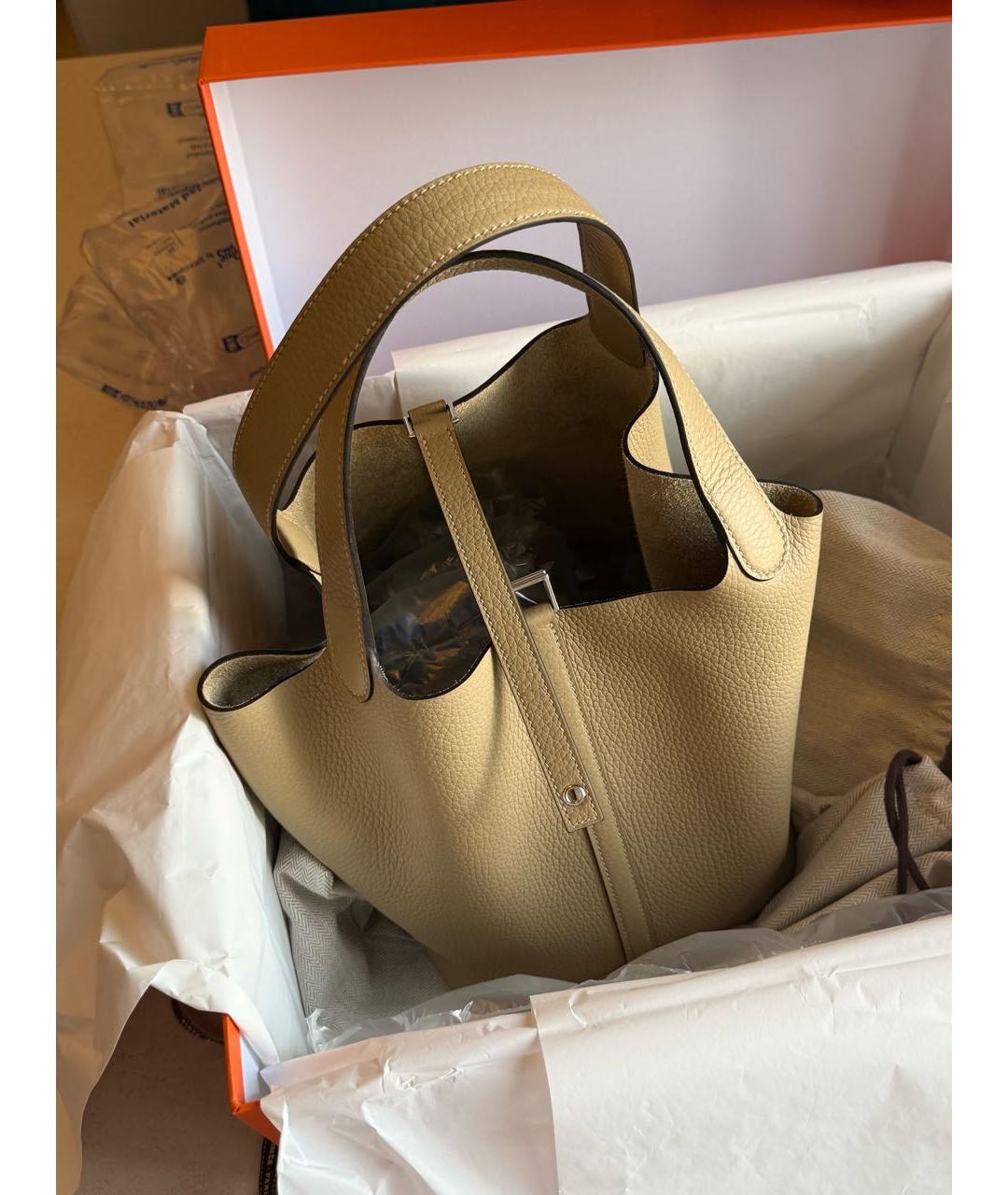 HERMES Бежевая кожаная сумка через плечо, фото 4