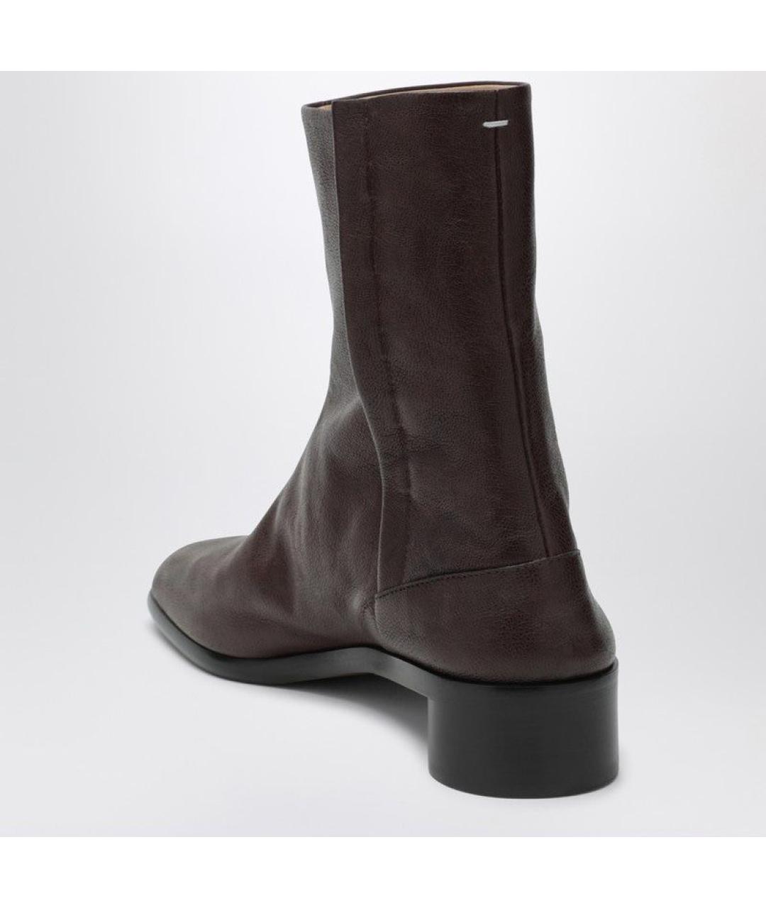 MAISON MARGIELA Коричневые кожаные низкие ботинки, фото 3