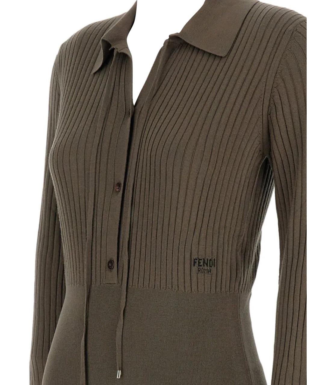 FENDI Коричневый шерстяной джемпер / свитер, фото 3