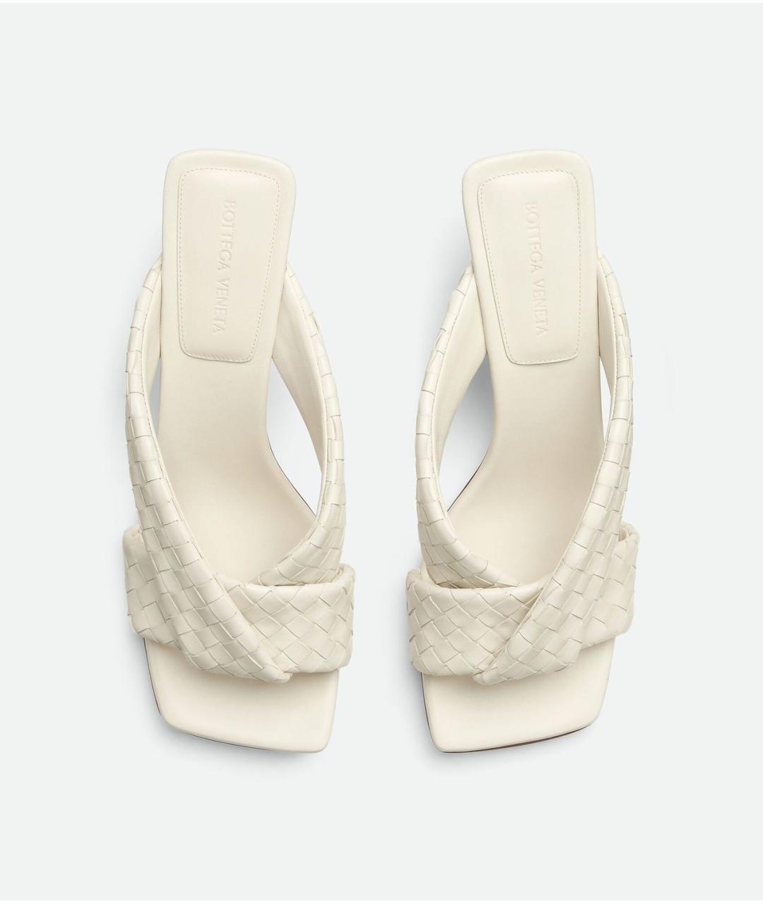 BOTTEGA VENETA Белые кожаные мюли, фото 4