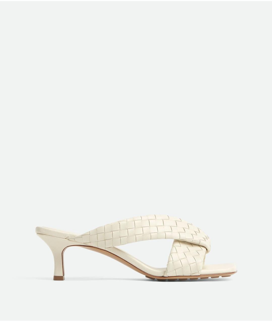 BOTTEGA VENETA Белые кожаные мюли, фото 6