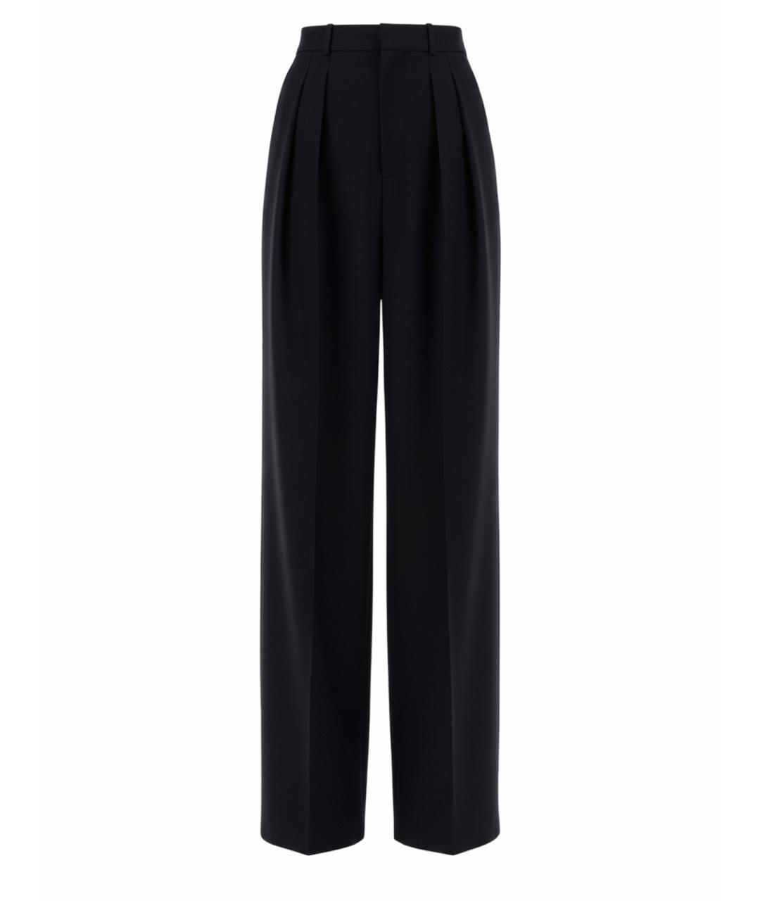 SAINT LAURENT Синие шерстяные прямые брюки, фото 1