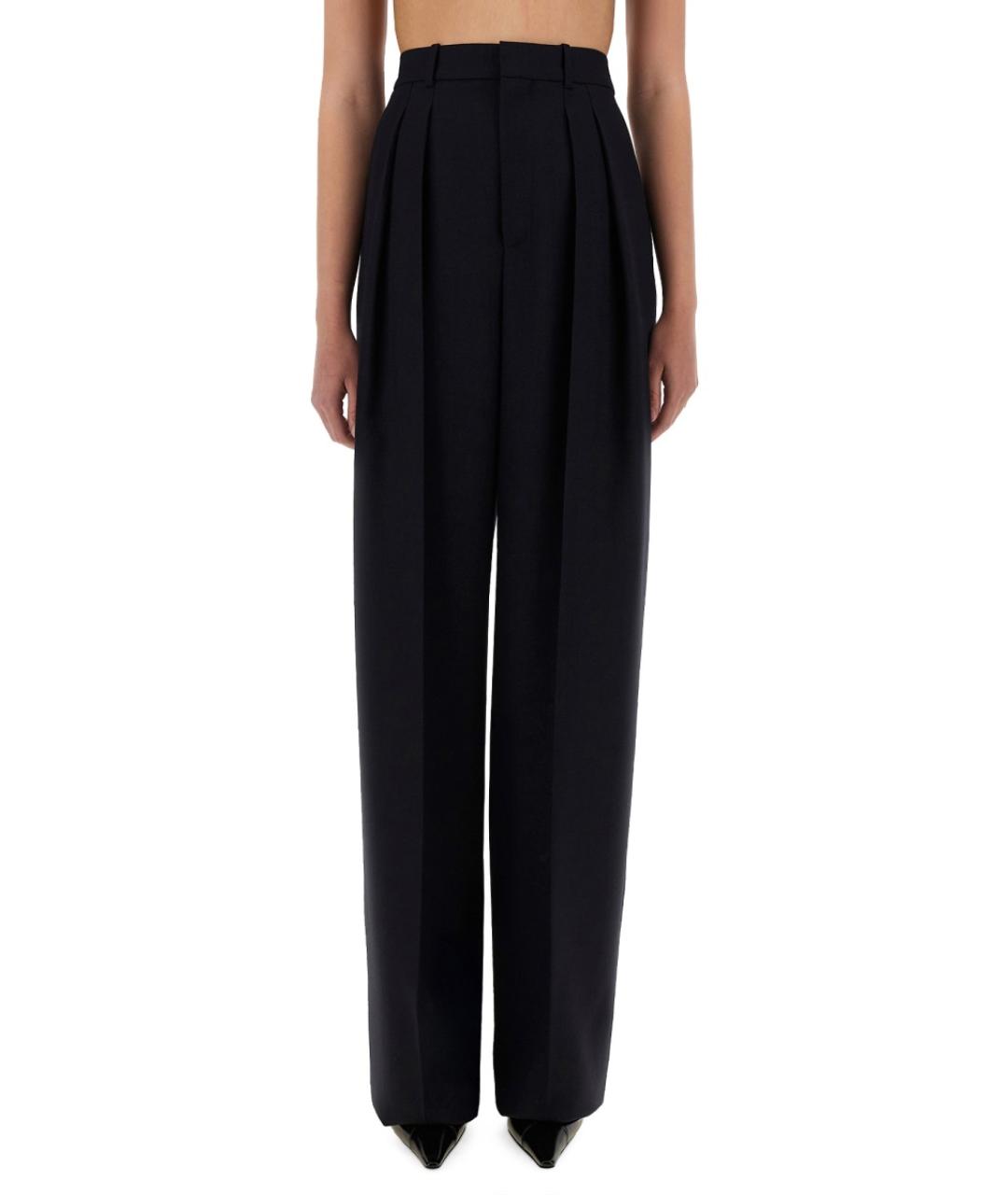 SAINT LAURENT Синие шерстяные прямые брюки, фото 5