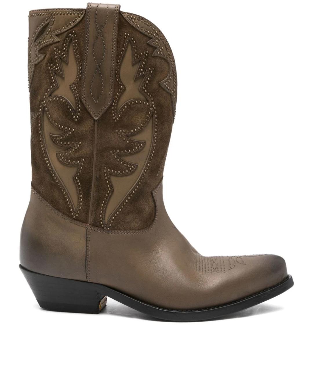 GOLDEN GOOSE DELUXE BRAND Хаки кожаные ботинки, фото 1