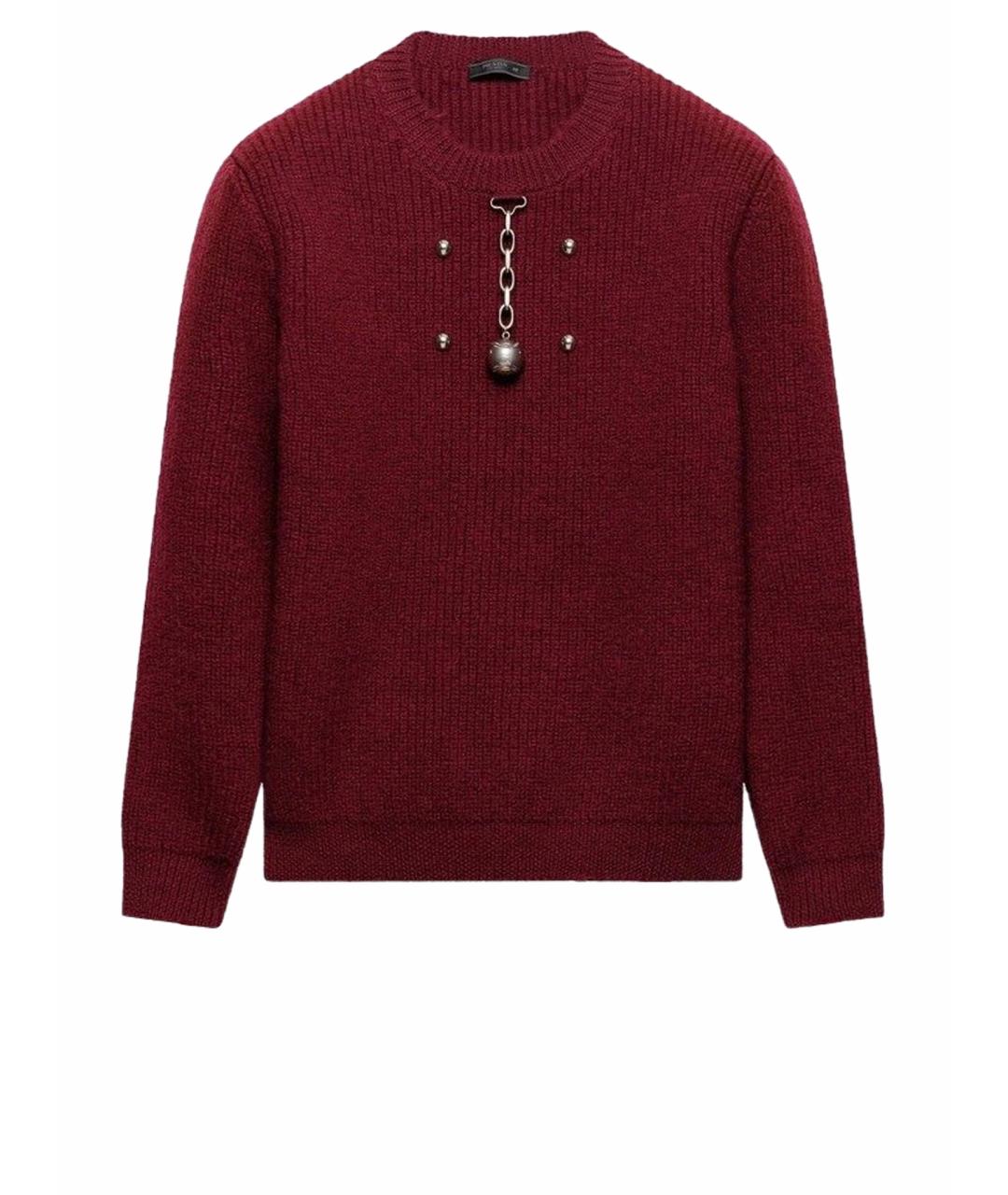 PRADA Бордовый шерстяной джемпер / свитер, фото 3