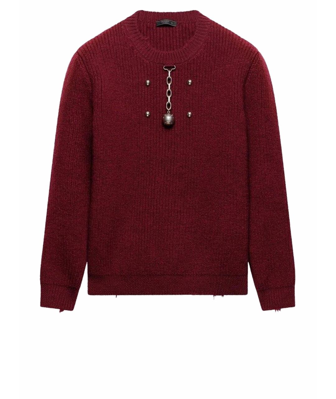 PRADA Бордовый шерстяной джемпер / свитер, фото 1