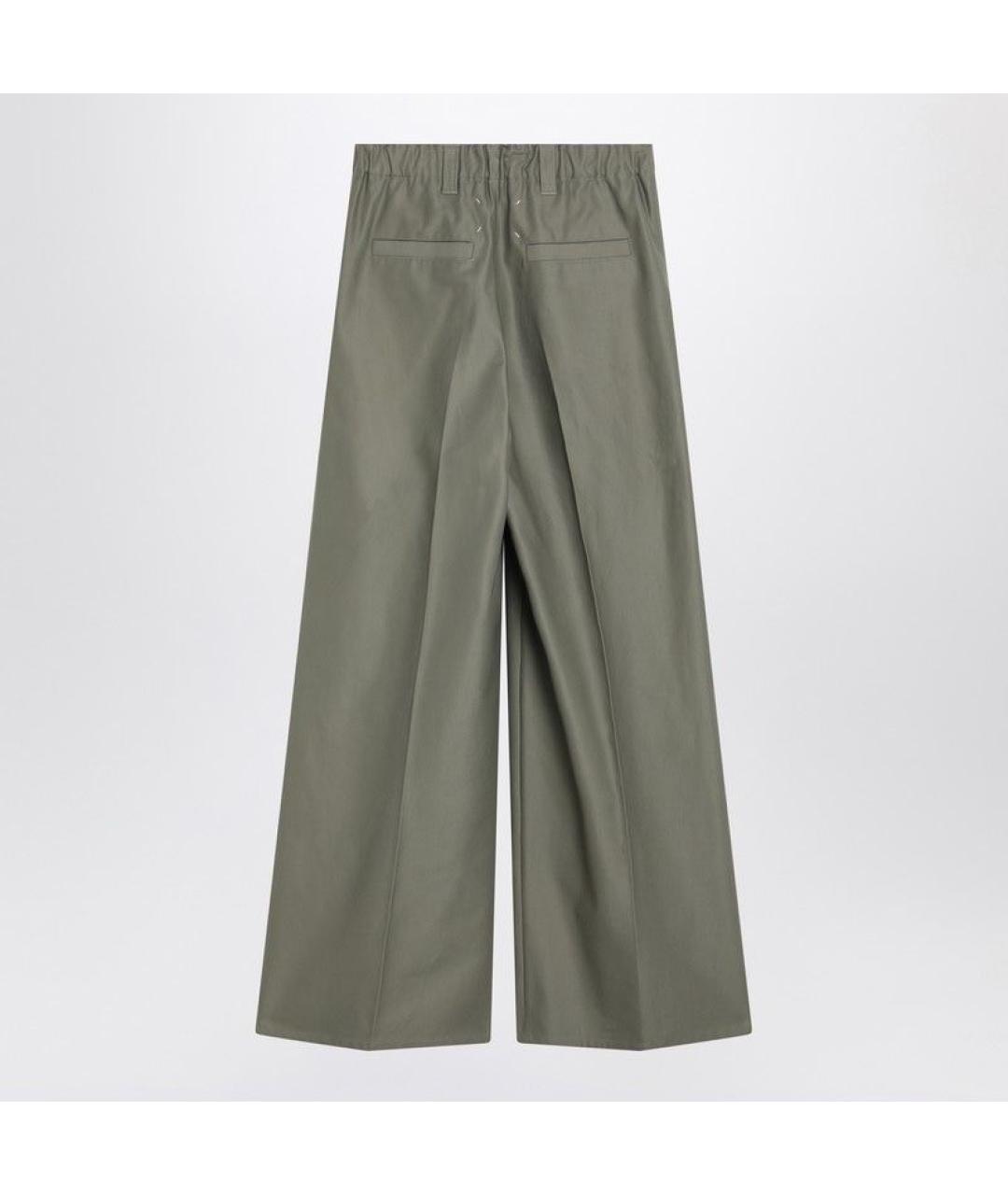 MAISON MARGIELA Зеленые хлопковые прямые брюки, фото 2