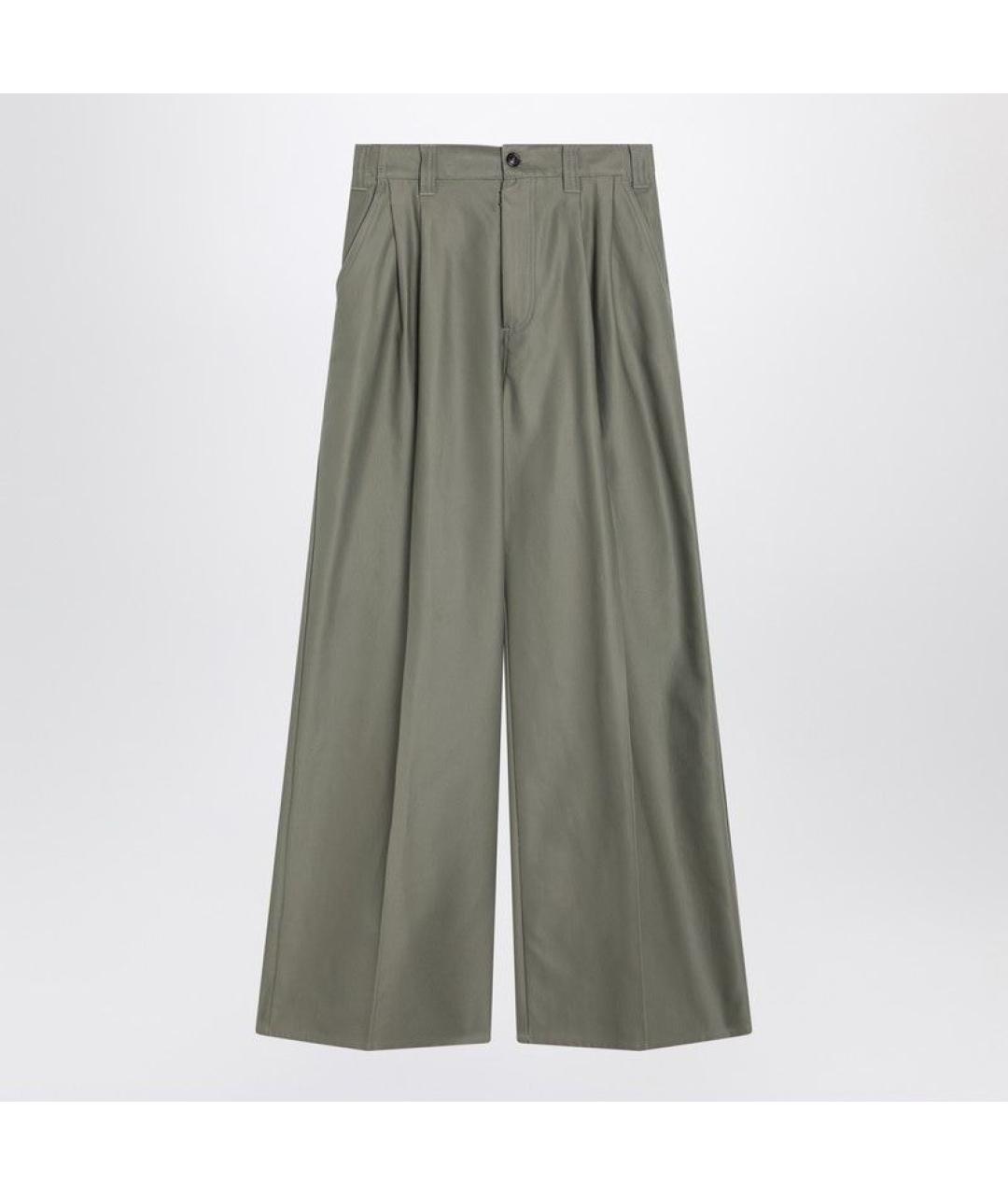 MAISON MARGIELA Зеленые хлопковые прямые брюки, фото 3
