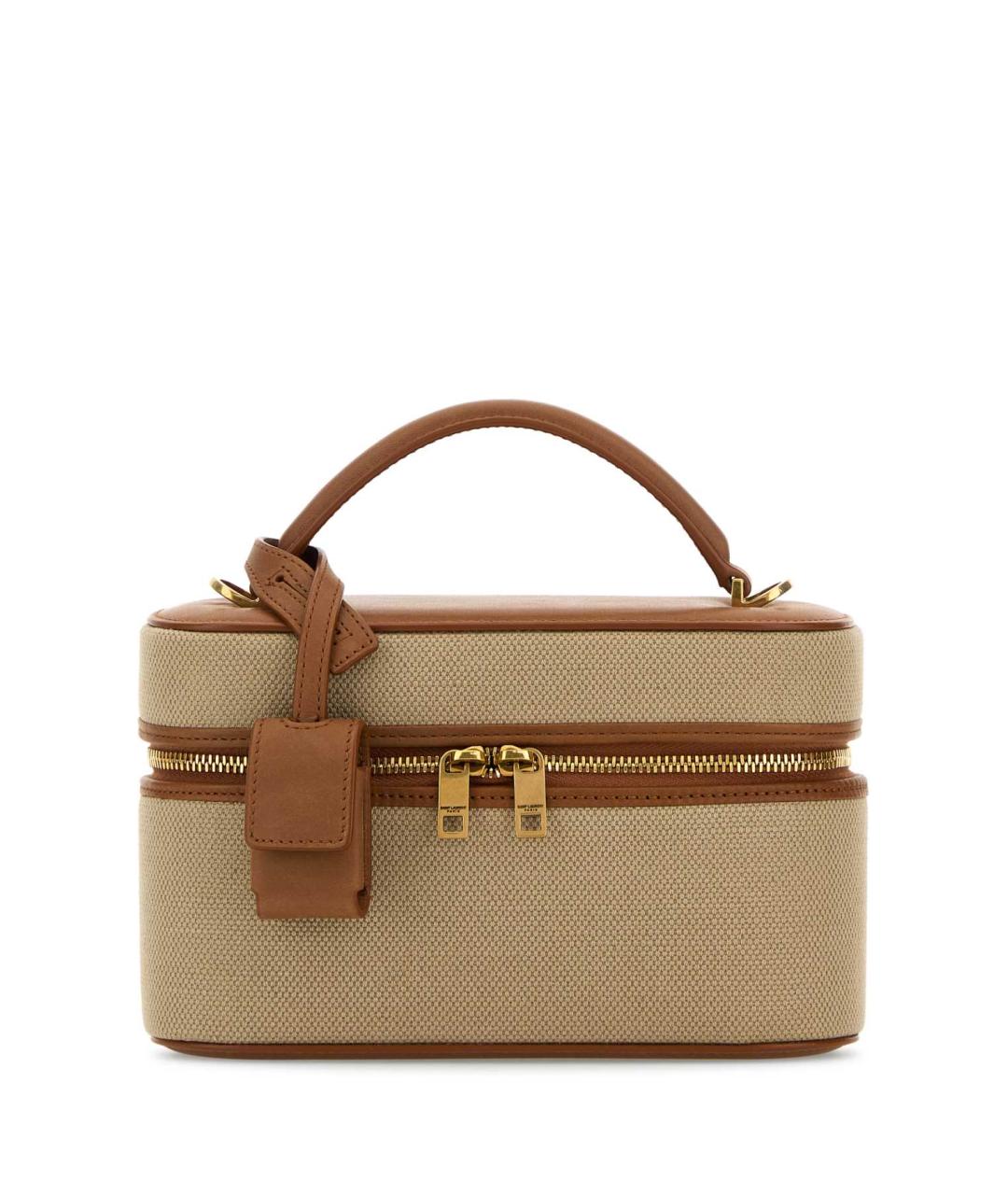 SAINT LAURENT Бежевая тканевая сумка через плечо, фото 1