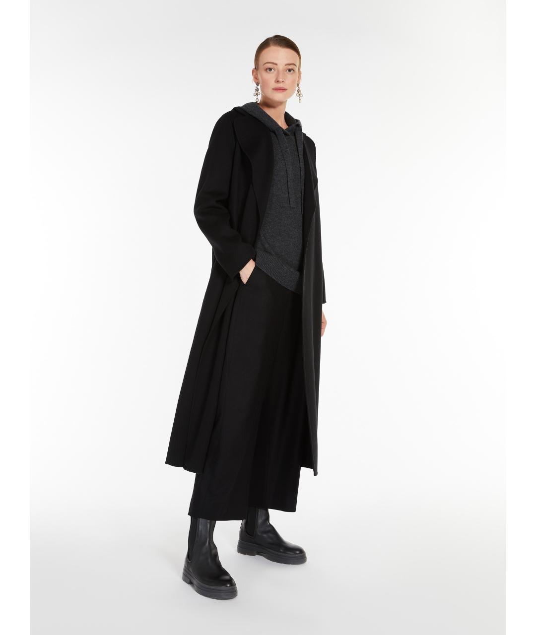 'S MAX MARA Черное шерстяное пальто, фото 2
