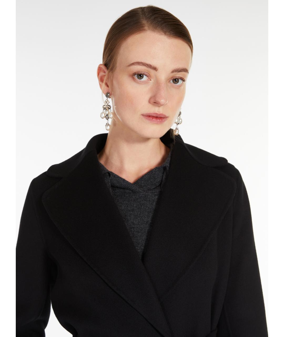 'S MAX MARA Черное шерстяное пальто, фото 5