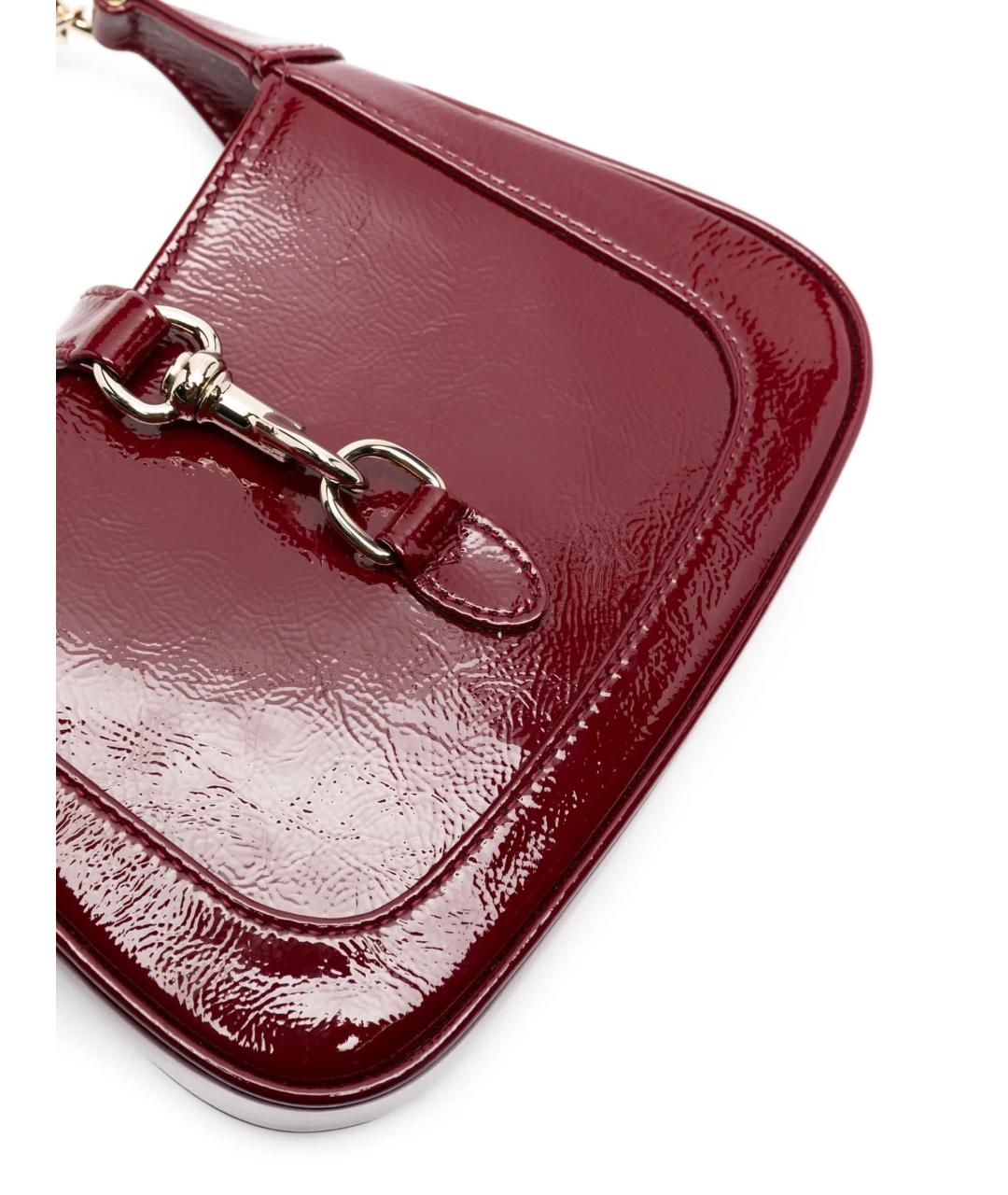GUCCI Бордовая сумка через плечо из лакированной кожи, фото 4