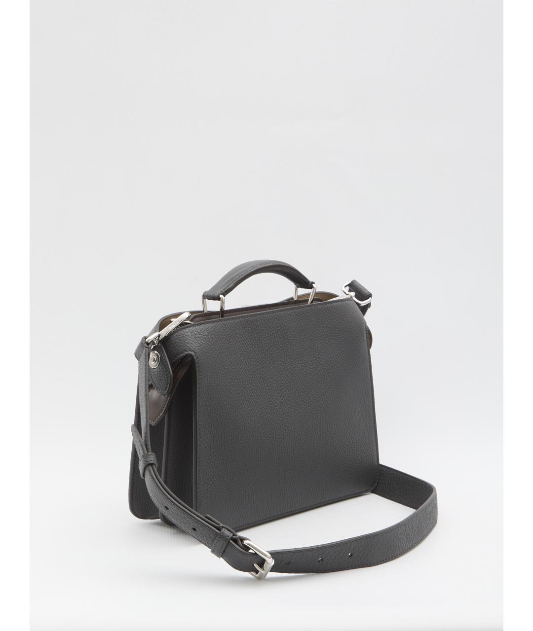 FENDI Антрацитовая кожаная сумка тоут, фото 2