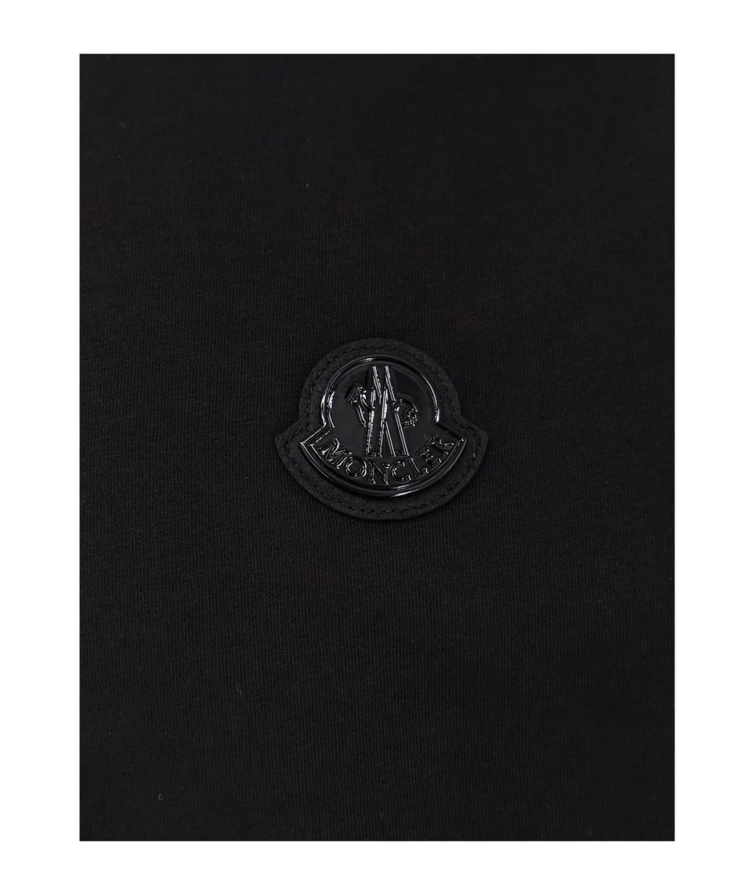 MONCLER Черная хлопковая футболка, фото 3
