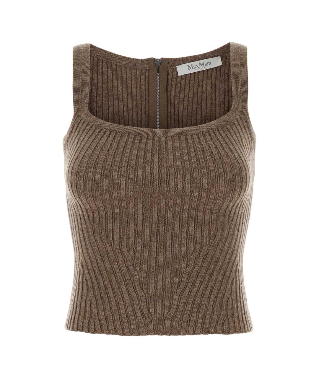 MAX MARA Бежевая кашемировая майка, фото 1