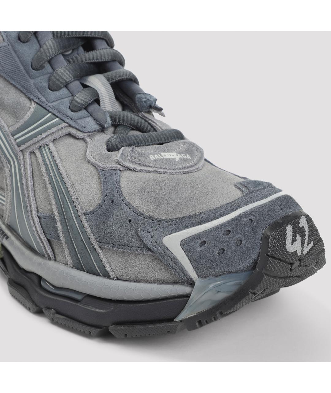 BALENCIAGA Серые кожаные низкие кроссовки / кеды, фото 5