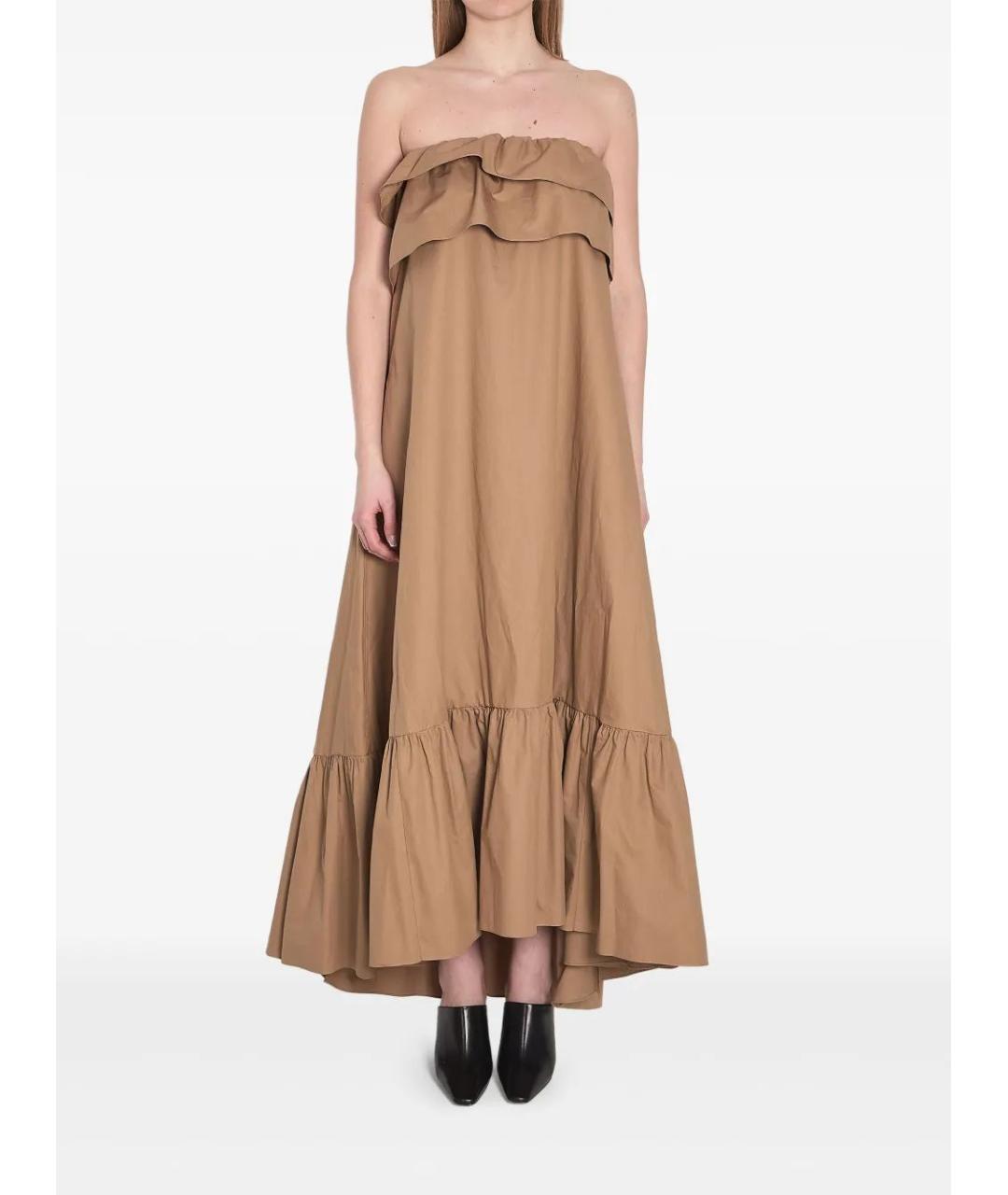 SAINT LAURENT Бежевое хлопковое повседневное платье, фото 2