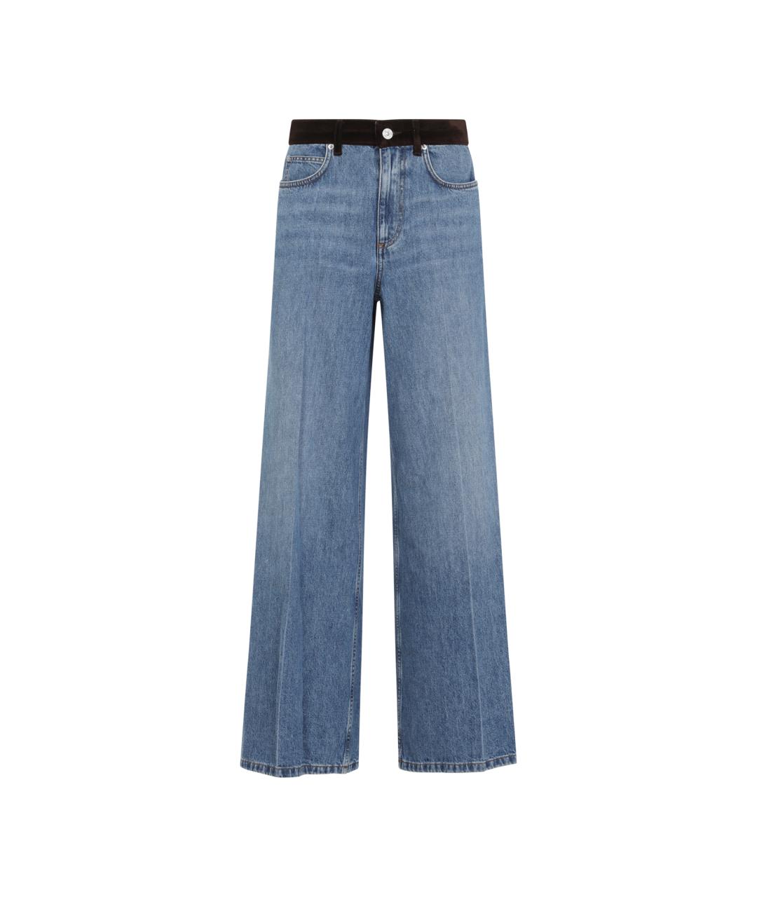 MARNI Синие хлопковые прямые брюки, фото 1