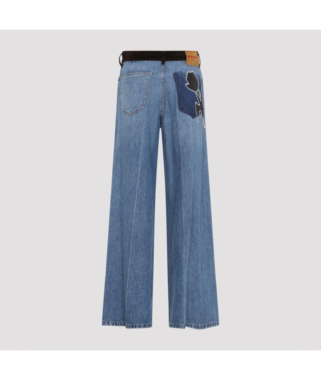 MARNI Синие хлопковые прямые брюки, фото 3