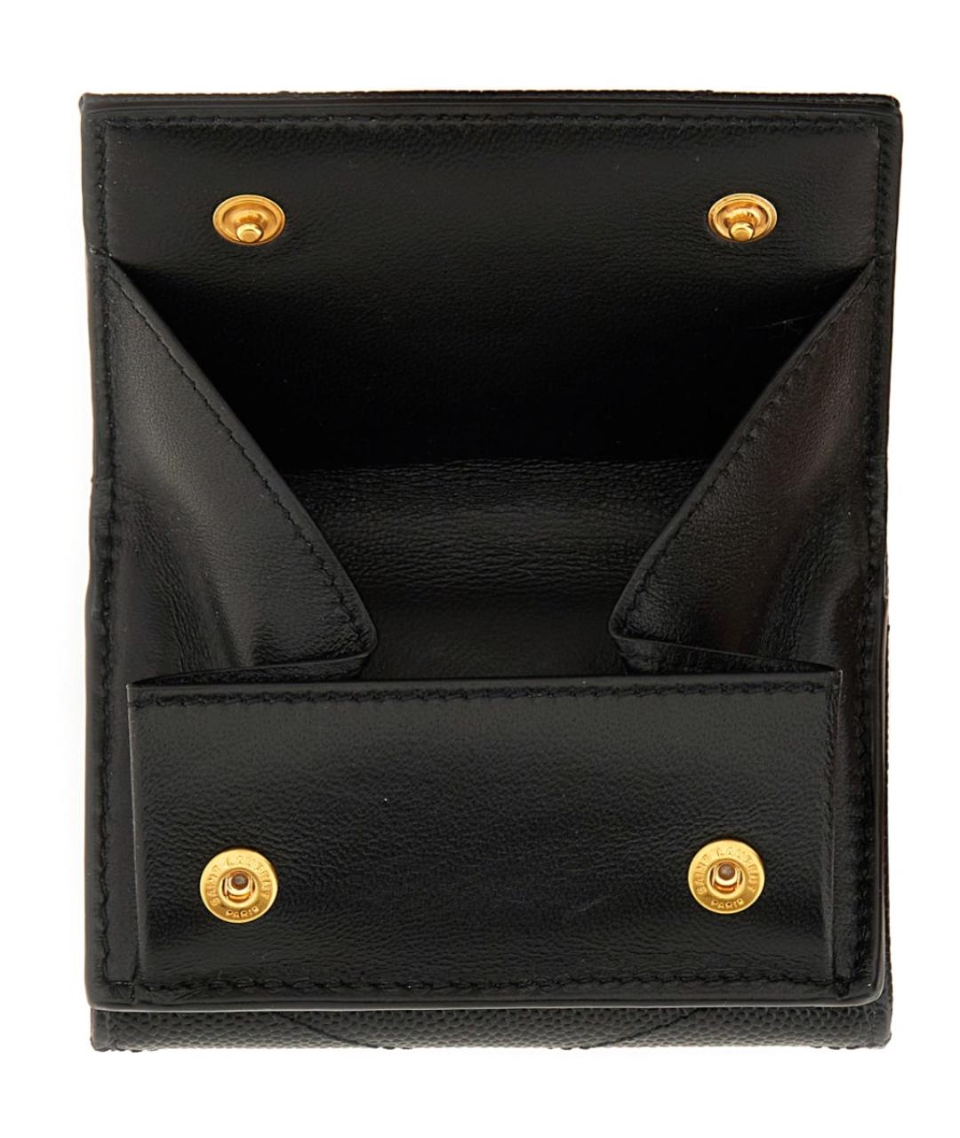 SAINT LAURENT Черный кожаный кошелек, фото 3